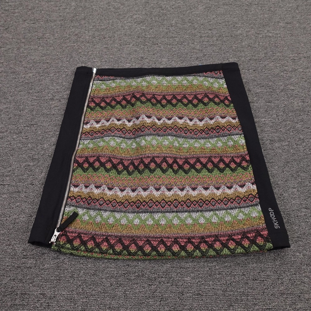 SKHOOP Skirt Womens Small Multicolor Fair Isle Knit Short Zip Side Lined Winter